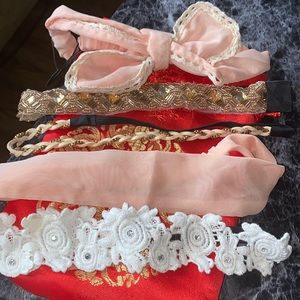 Bundle of 5 head bands. Coral and Rose gold